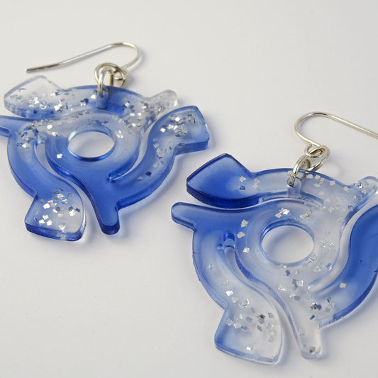 Earrings | 45 Spindles | Periwinkle Tint + Silver Glitter