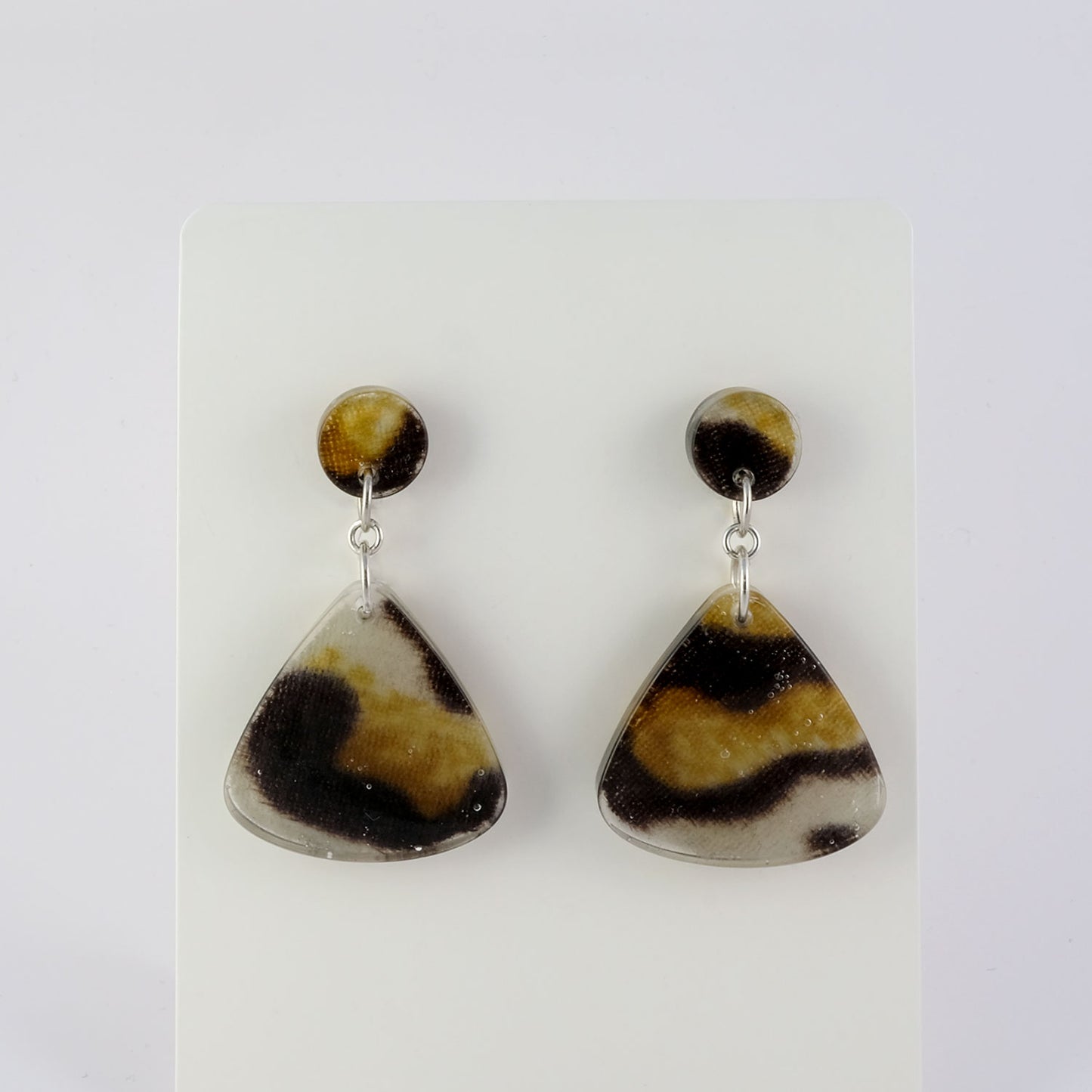 Earrings | 60s Leopard Fabric | Medium Fan Dangle Posts