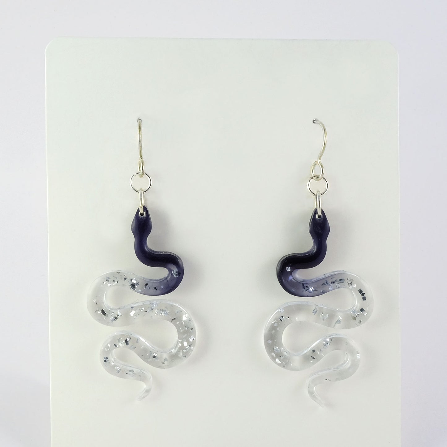 Earrings | Snakes | Black Ombré + Silver Vintage Glitter