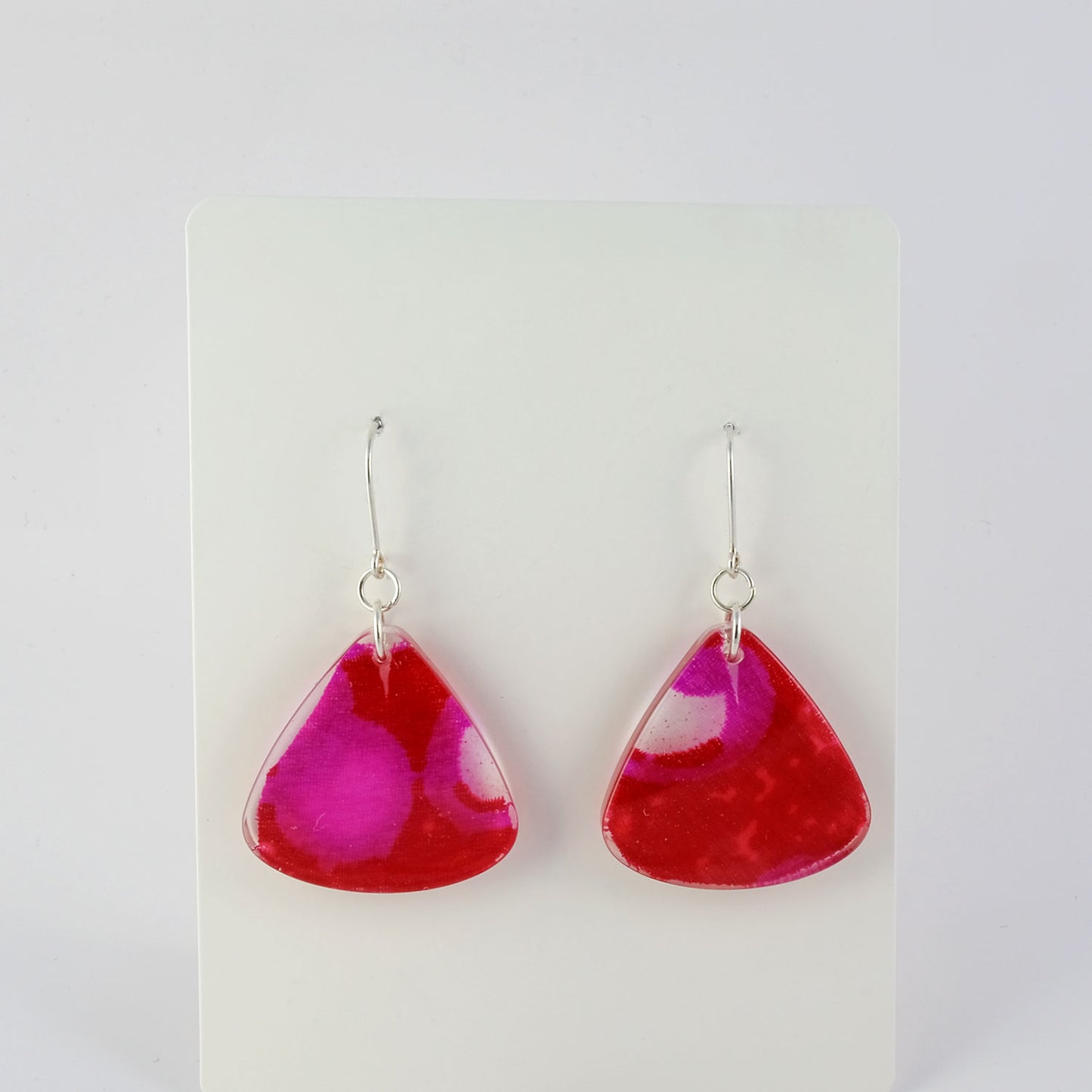 Earrings | 60s Tiki Fabric, Pink | Small Fan