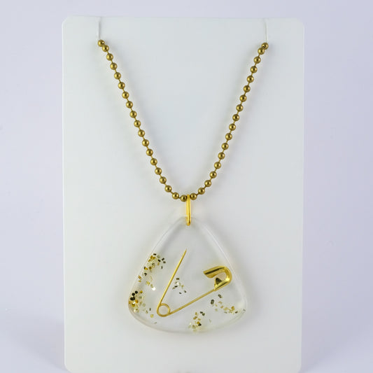 Necklace | Gold Safety Pins + Vintage Glitter | Large Fan