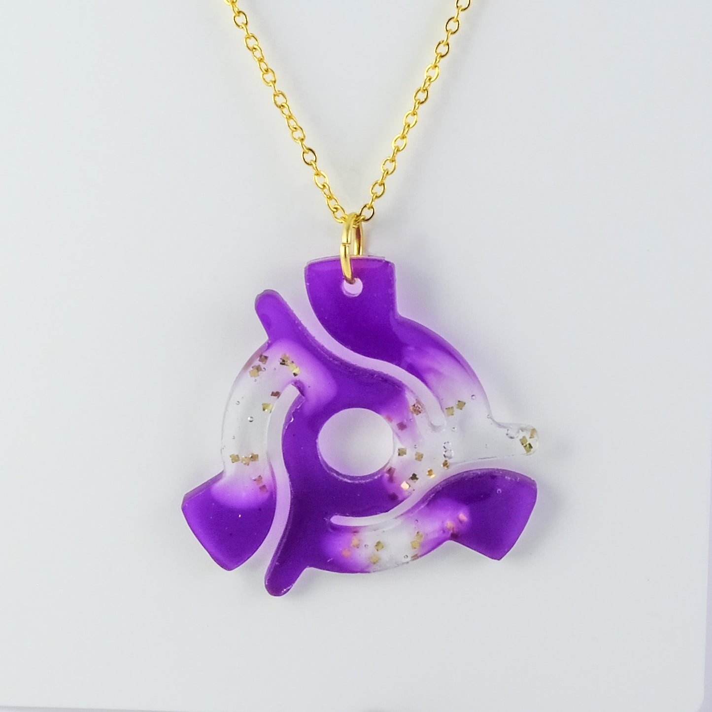 Necklace | 45 Spindle | Purple + Gold Glitter