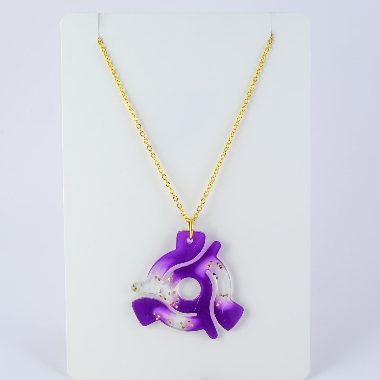 Necklace | 45 Spindle | Purple + Gold Glitter