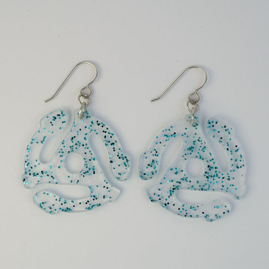 Earrings | 45 Adapters | Aqua Glitter