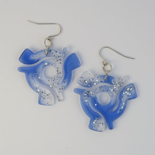 Earrings | 45 Spindles | Periwinkle Tint + Silver Glitter