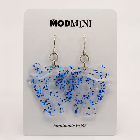 Earrings | 45 Spindles | Blue Vintage Glitter
