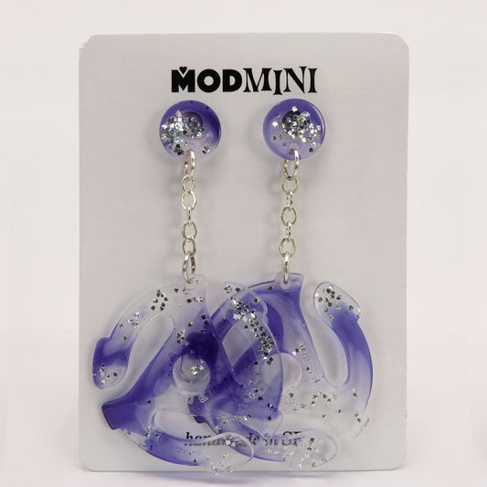 Earrings | 45 Adapters | Purple and Silver Post Dangles