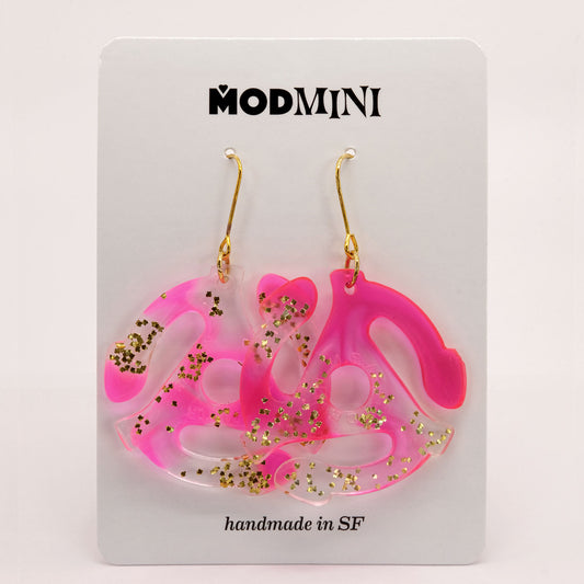 Earrings | 45 Adapters | Hot Pink + Gold