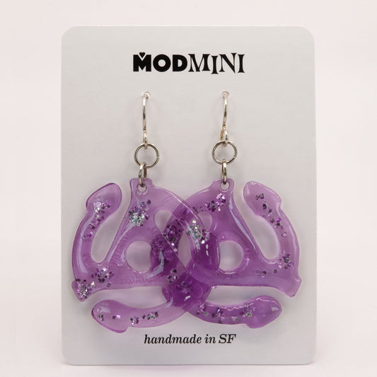 Earrings | 45 Adapters | Lavender Tint + Silver Vintage Glitter