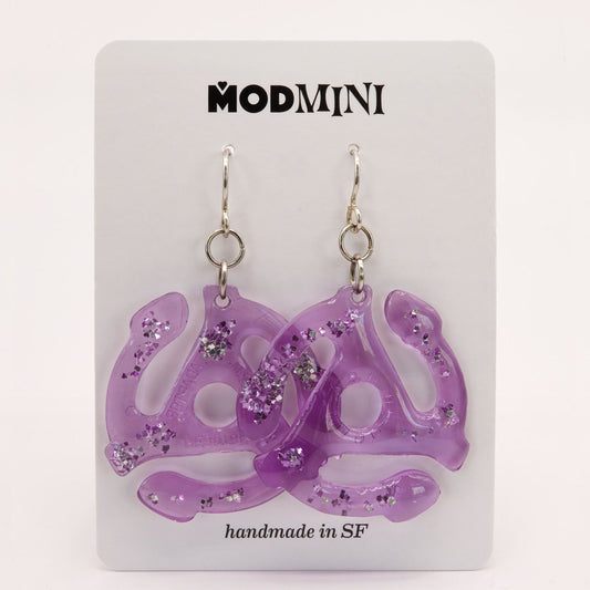 Earrings | 45 Adapters | Lavender Tint + Silver Vintage Glitter