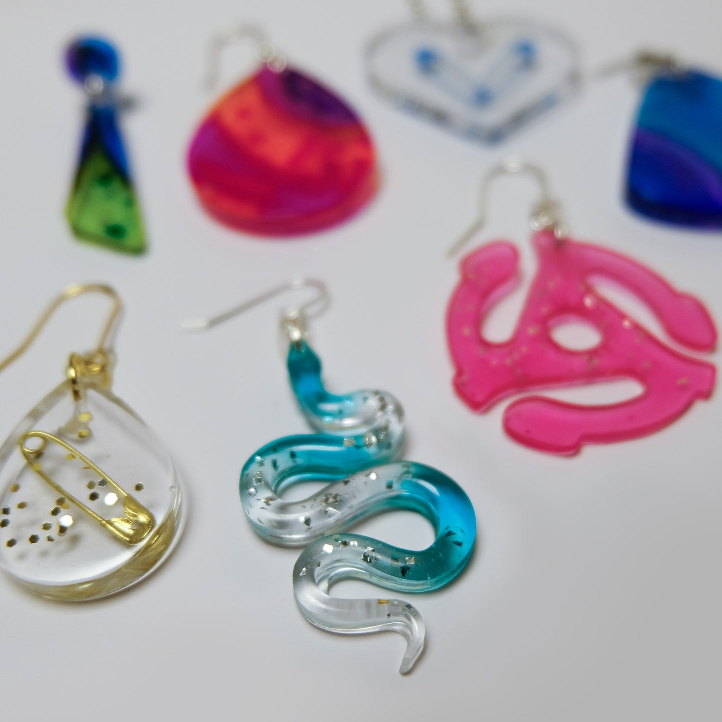 Earrings | 60s Tiki Fabric, Aqua Blue | Small Teardrop