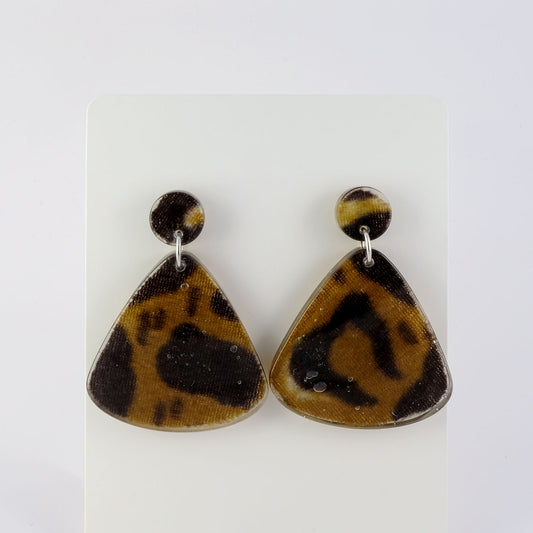 Earrings | 60s Leopard Fabric | Large Fan Posts