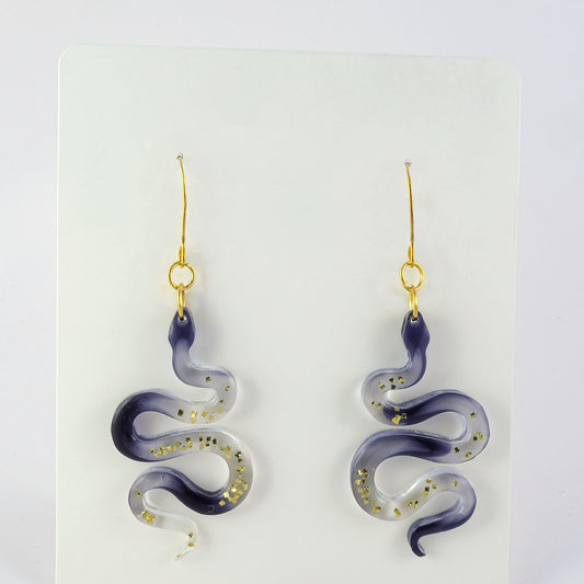 Earrings | Snakes | Black Tint + Gold Vintage Glitter