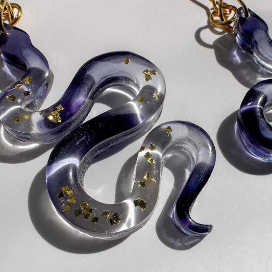 Earrings | Snakes | Black Tint + Gold Vintage Glitter