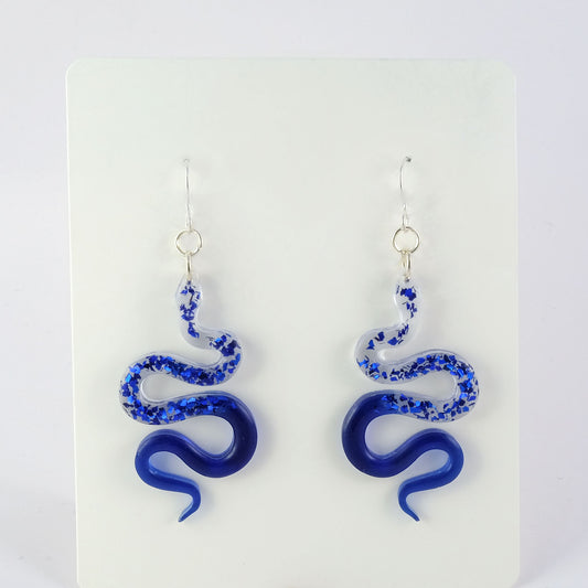 Earrings | Snakes | Blue Ombré + Blue Vintage Glitter