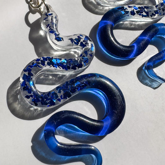 Earrings | Snakes | Blue Ombré + Blue Vintage Glitter