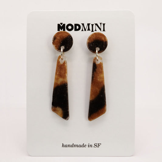 Earrings | 60s Leopard Fabric | Small Oblong Posts