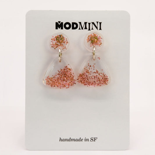 Earrings | Peach Vintage Glitter | Small Fan Posts