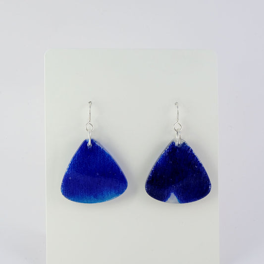 Earrings | 60s Tiki Fabric, Blue | Small Fans