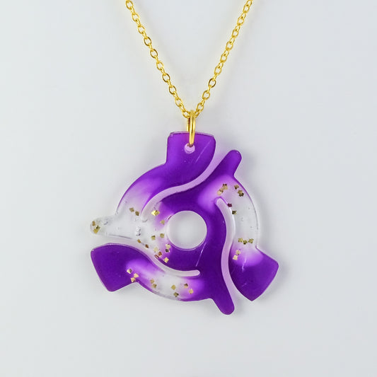 Necklace | 45 Spindle | Purple + Gold Glitter